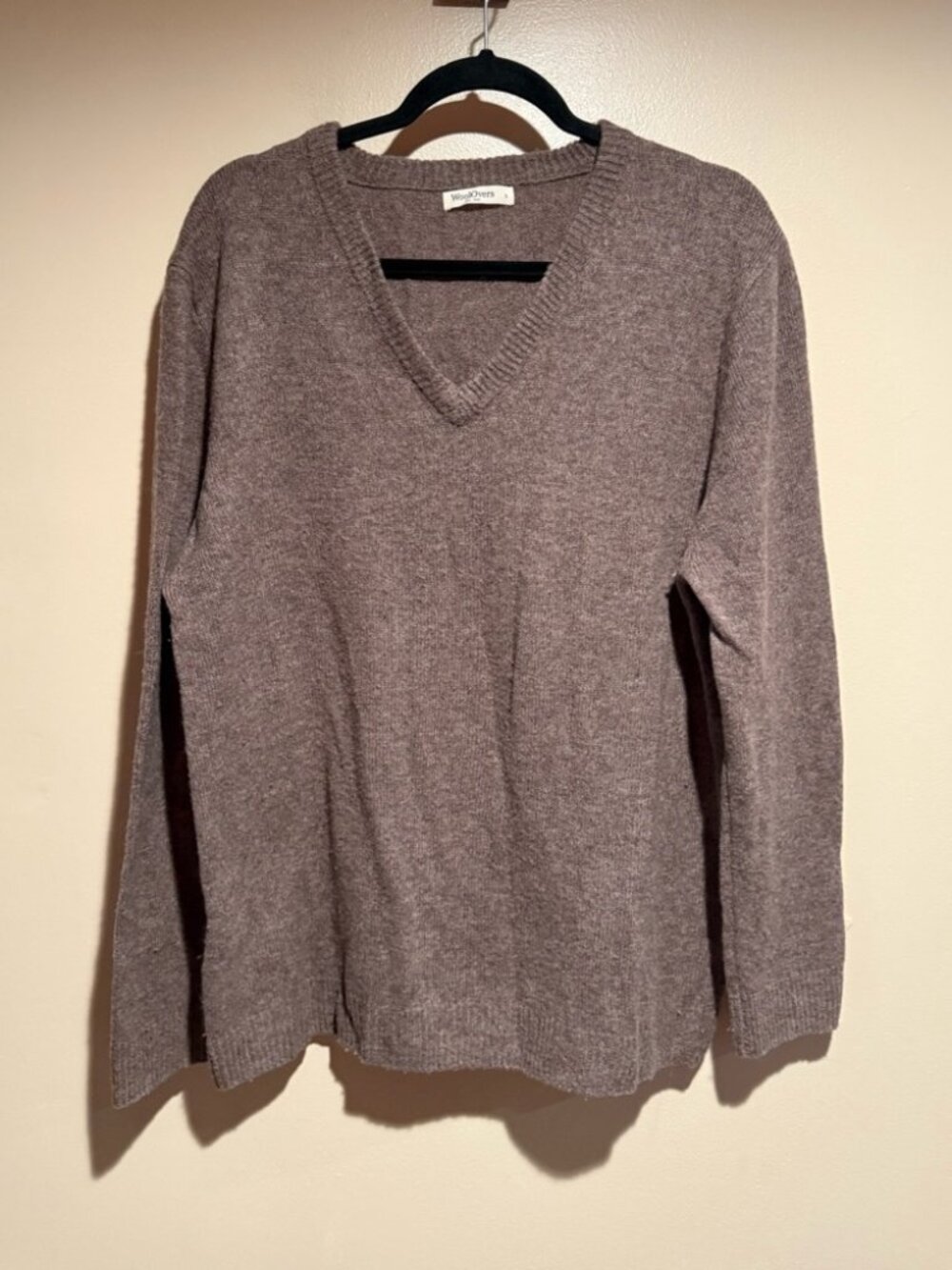 Mauve V-Neck Relaxed-Fit Knit Sweater